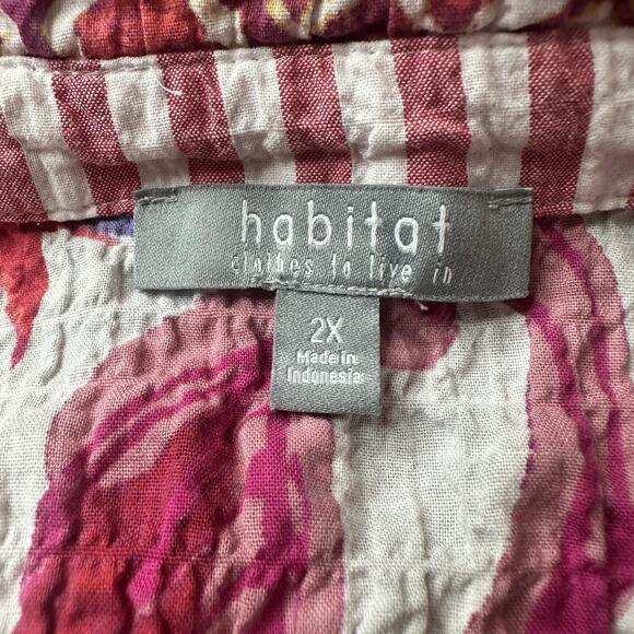 Habitat Top Shirt Womens 2X Multicolor Textured Crinkle Floral Patchwork Art - Picture 13 of 15